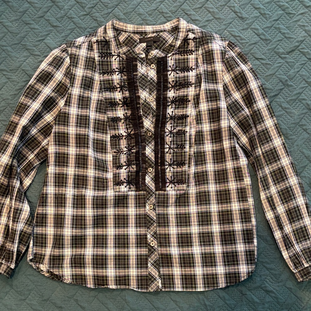 J. Crew Black and White Plaid Button Down Shirt